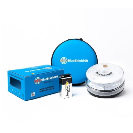 Baliza de Emergencia V16 Garza GeoBlueshield49 Homologada DGT con Pilas Energizer