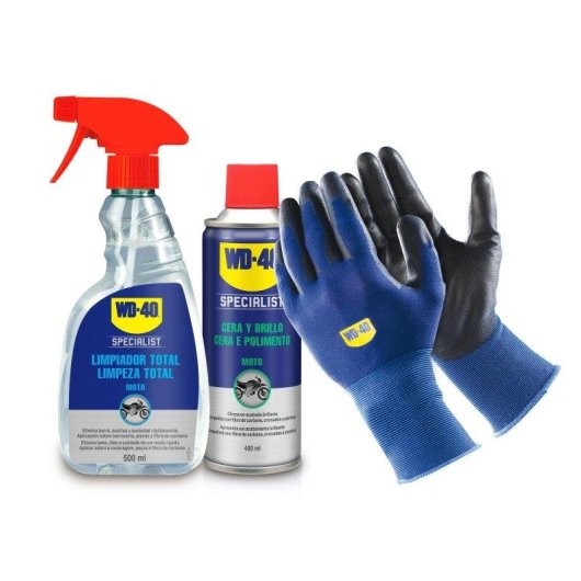 Lote WD-40 Specialist Motorbike Limpia y Brilla con Guantes de Regalo