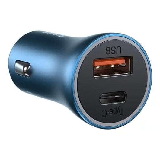 Carregador de Carro Baseus Golden Contactor Pro 40W USB-C e USB Azul