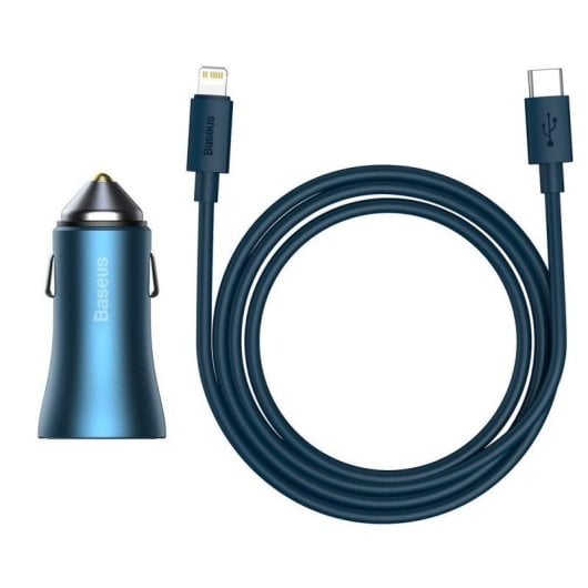 Carregador de Carro Baseus Golden Contactor Pro 40W USB-C e USB Azul