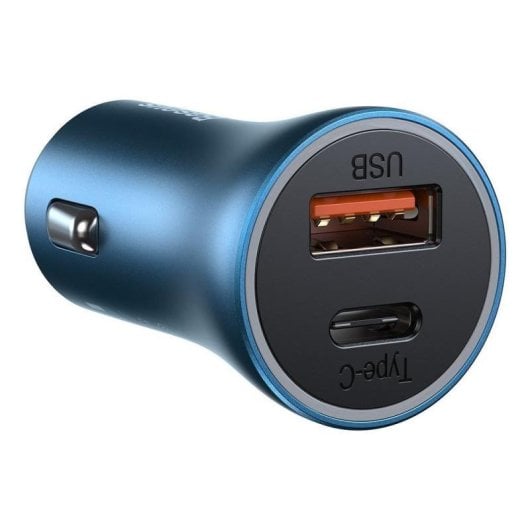 Carregador de Carro Baseus Golden Contactor Pro 40W USB-C e USB Azul