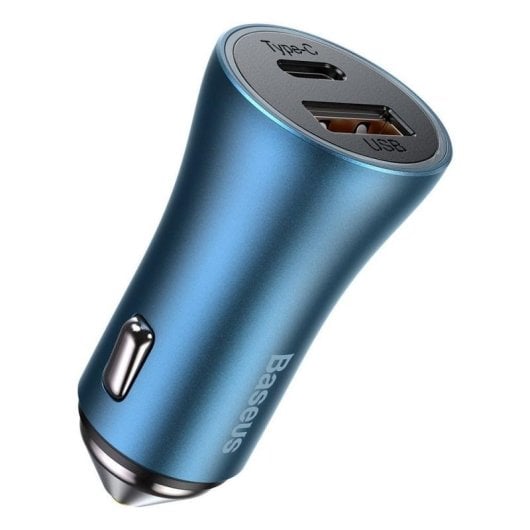 Carregador de Carro Baseus Golden Contactor Pro 40W USB-C e USB Azul