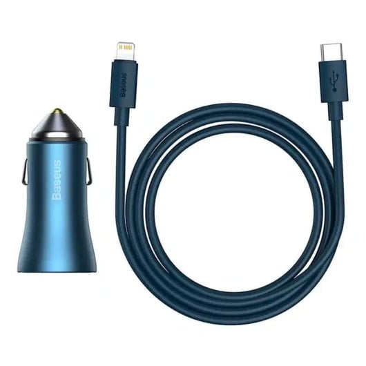 Carregador de Carro Baseus Golden Contactor Pro 40W USB-C e USB Azul