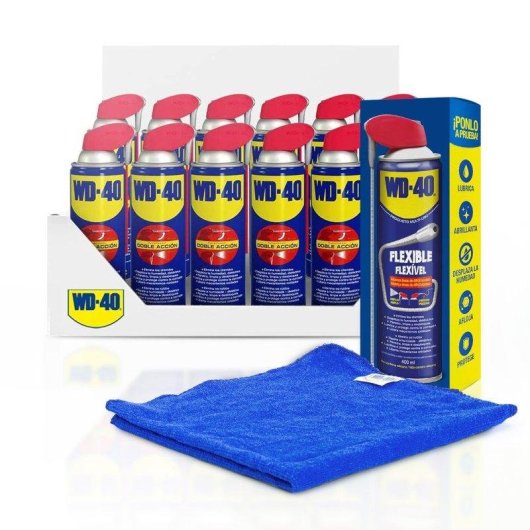 Pack Lubricante WD-40 Doble Acción 500ml x12 + Muestra 400ml + Guantes