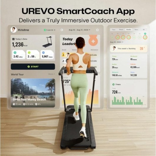 Caminadora UREVO Foldi 3S Smart Plegable 12 km/h 120 kg Bluetooth