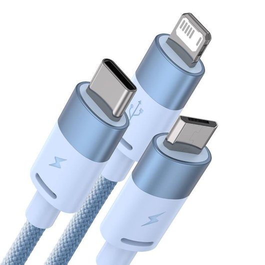 Kabel USB Baseus StarSpeed 3 in 1 USB-C/Micro USB/Lightning 1,2 m Blau