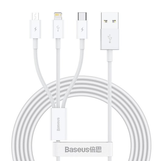 Cable USB Baseus Superior 3 en 1 1,5 m USB A a USB-C/Micro USB/Lightning