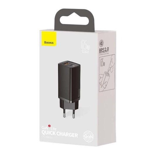 Caricatore USB-C 65W Baseus GaN2 Lite Nero