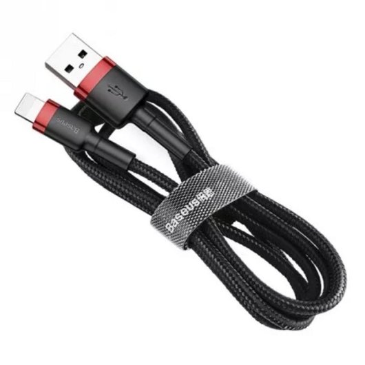 Cable USB a Lightning Baseus Cafule 0,5 m 2,4 A Negro y Rojo