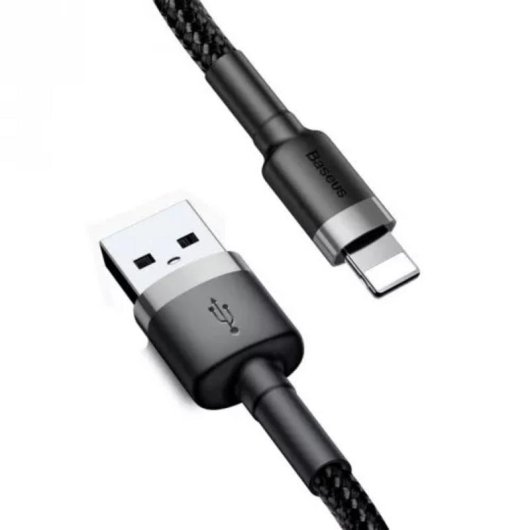 Cable USB A a Lightning Baseus Cafule 0,5 m 2,4 A Gris Negro