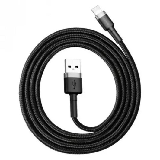 Cable USB A a Lightning Baseus Cafule 0,5 m 2,4 A Gris Negro