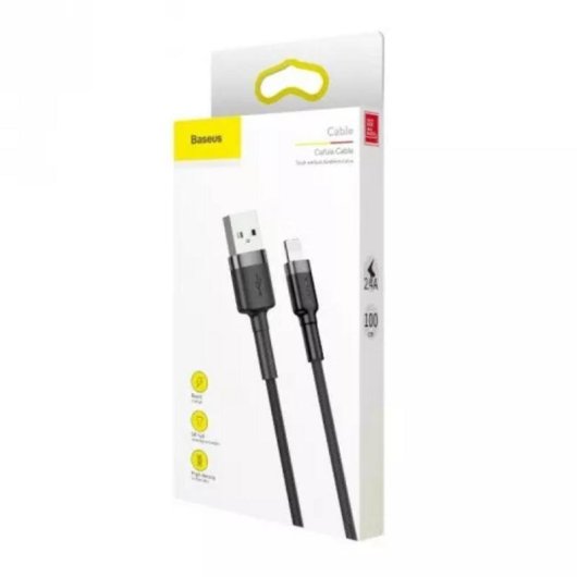 Cable USB A a Lightning Baseus Cafule 0,5 m 2,4 A Gris Negro