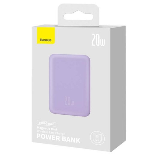 Powerbank Baseus Magnetic Mini 10000 mAh Cargador Inalámbrico 20 W Púrpura