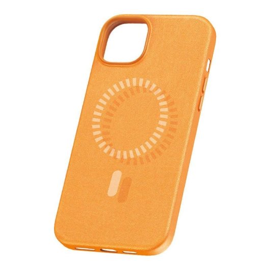 Funda para móvil Baseus Fauxther Cover PU cuero naranja magnética para iPhone 15 Plus