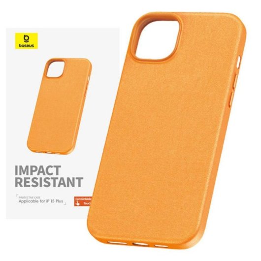 Funda para móvil Baseus Fauxther Cover PU cuir orange pour iPhone 15 Plus