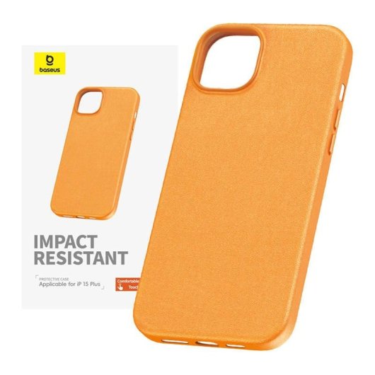 Funda para móvil Baseus Fauxther Cover PU cuir orange pour iPhone 15 Plus