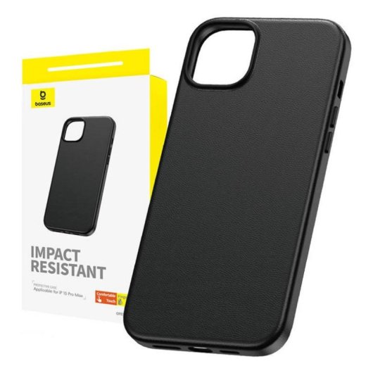 Funda Baseus Fauxther PU cuir noire fine et résistante pour iPhone 15 Pro Max