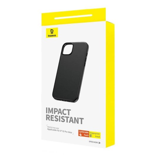 Funda Baseus Fauxther PU cuir noire fine et résistante pour iPhone 15 Pro Max