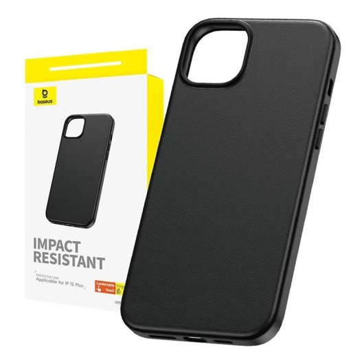 Funda para móvil Baseus Fauxther Cover PU cuir Noir pour iPhone 15 Plus