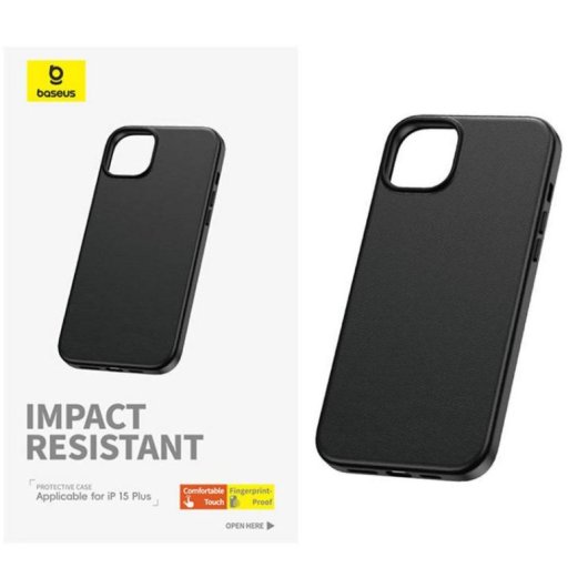 Funda para móvil Baseus Fauxther Cover PU cuir Noir pour iPhone 15 Plus
