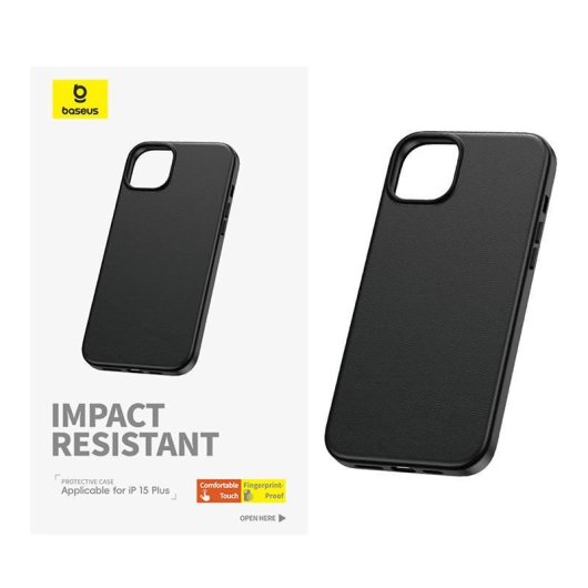 Funda para móvil Baseus Fauxther Cover PU cuir Noir pour iPhone 15 Plus