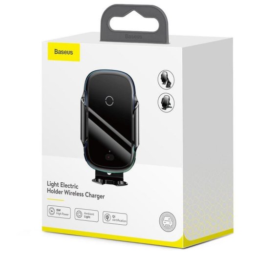 Suporte ativo para telemóvel Baseus WXHW03-01 com carregador sem fios Qi
