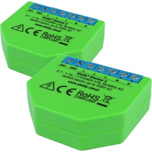 Dimmer Shelly Dimmer 2 Controlador de Iluminação WiFi 230V Set de 2