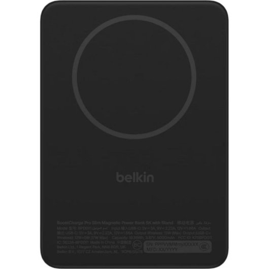 Batería Externa Belkin BPD011hqBK 5000 mAh Cargador Inalámbrico 20 W Negro
