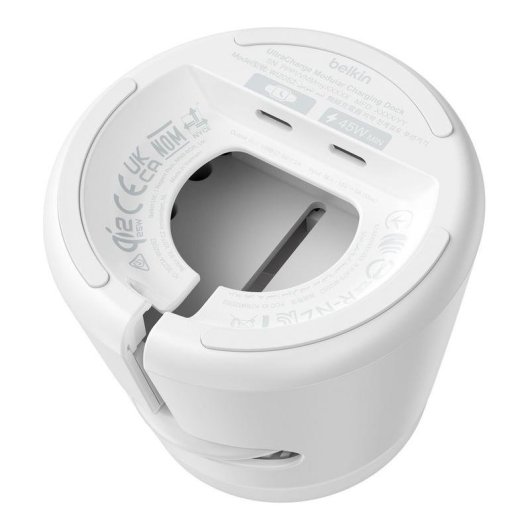 Chargeur Belkin WIZ052kqWH 45W Qi2.2 3 Dispositifs Sans Fil Blanc