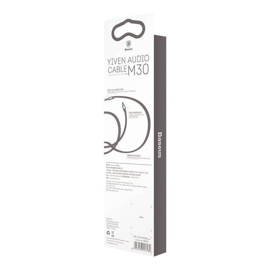Cable de Audio Baseus Yiven M30 3,5mm Macho a Macho 1,5 m Negro Plata