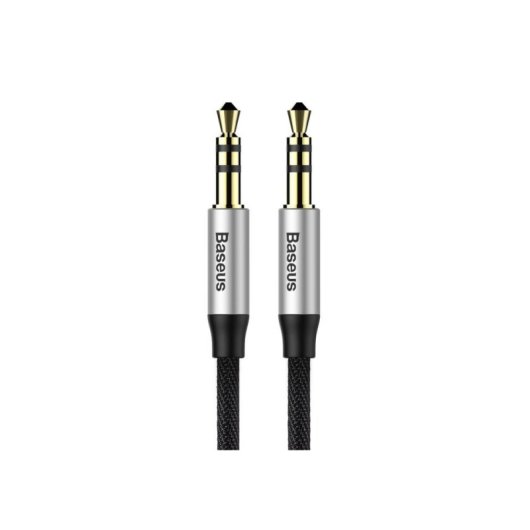 Cable de Audio Baseus Yiven M30 3,5mm Macho a Macho 1,5 m Negro Plata