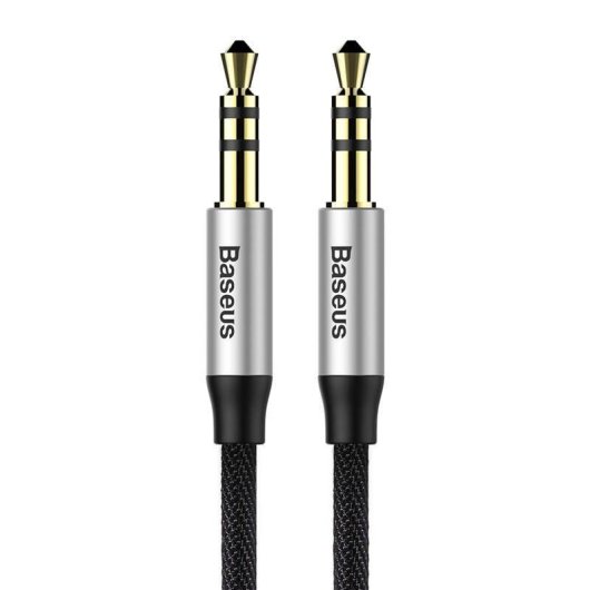 Cable de Audio Baseus Yiven M30 3,5mm Macho a Macho 1,5 m Negro Plata