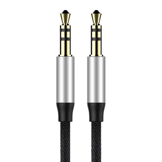 Cable de Audio Baseus Yiven M30 3,5mm Macho a Macho 1,5 m Negro Plata