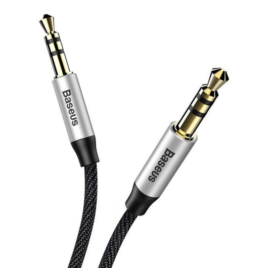 Cable de Audio Baseus Yiven M30 3,5mm Macho a Macho 1,5 m Negro Plata