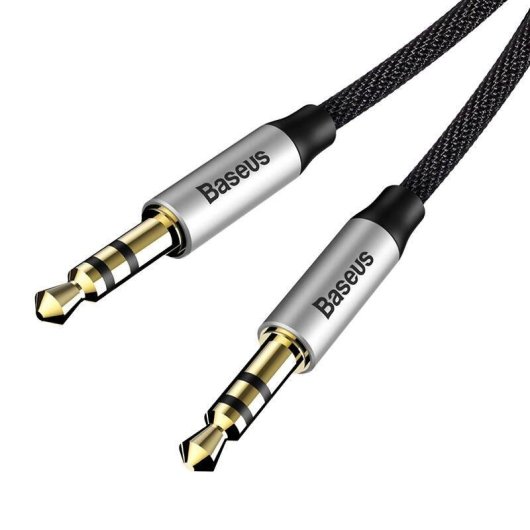 Cable de Audio Baseus Yiven M30 3,5mm Macho a Macho 1,5 m Negro Plata