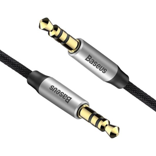 Cable de Audio Baseus Yiven M30 3,5mm Macho a Macho 1,5 m Negro Plata