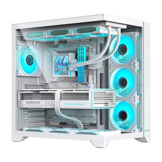 Carcasa PC Hiditec H3 PRO Midi Tower ATX Vidrio Templado Blanco Transparente