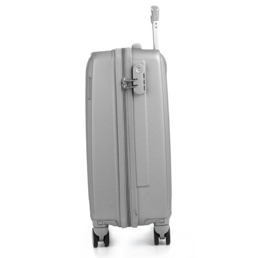 Valigia cabina Dam ABS leggero chiusura numerica 4 ruote 38x22x55 cm grigio chiaro