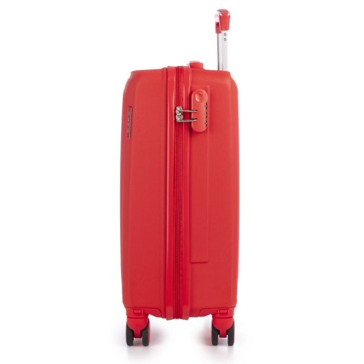 Dam Maleta De Cabina Trolley En Material Ligero De Abs De Alta Resistencia. Cerradura Numérica Y 4 Ruedas Dobles Extraíbles Y Giratorias 360°. 38x22x55 Cm. Color: Rojo
