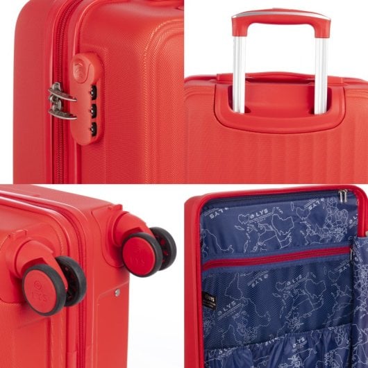 Dam Maleta De Cabina Trolley En Material Ligero De Abs De Alta Resistencia. Cerradura Numérica Y 4 Ruedas Dobles Extraíbles Y Giratorias 360°. 38x22x55 Cm. Color: Rojo