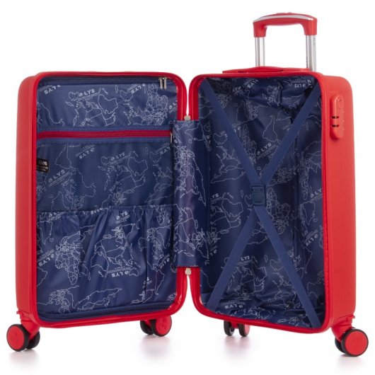 Dam Maleta De Cabina Trolley En Material Ligero De Abs De Alta Resistencia. Cerradura Numérica Y 4 Ruedas Dobles Extraíbles Y Giratorias 360°. 38x22x55 Cm. Color: Rojo