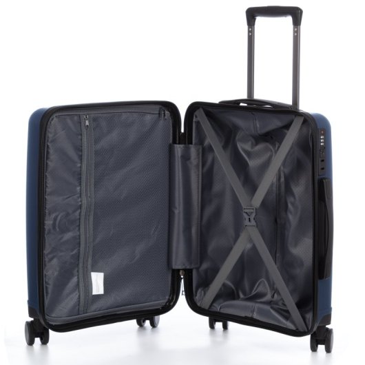 Dam Juego De 3 Maletas Trolley, En Material Ligero Pp Resistente A La Rotura. Cerradura Tsa Numérica, 4 Ruedas Dobles Giratorias 360°. 50x28x74,5 Cm. Color: Azul Marino