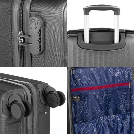 Kabinenkoffer Dam ABS schwarz Zahlenschloss 4 Rollen 38x22x55 cm