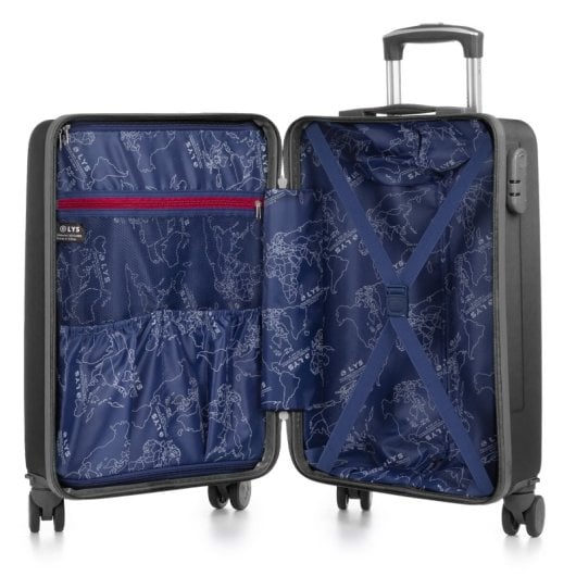 Kabinenkoffer Dam ABS schwarz Zahlenschloss 4 Rollen 38x22x55 cm