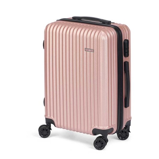 Kabinentrolley Dam ABS leicht robust Rillen-Design 23x38x57 cm rosa
