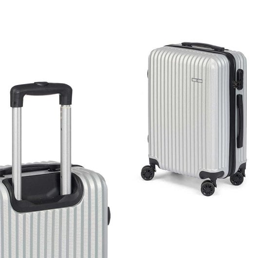 Dam Set De 3 Maletas Trolley De Abs, Ligeras Y Resistentes. Diseño Listón. 49x76x30 Cm. Color: Gris