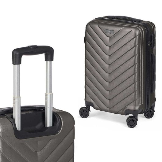 Koffer Dam Set 3 Trolley ABS Leicht Robust Schuppen-Design Dunkelgrau