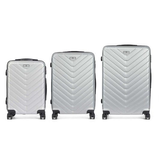 Dam Set De 3 Maletas Trolley De Abs, Ligeras Y Resistentes. Diseño Escamas. 49x76x30 Cm. Color: Gris