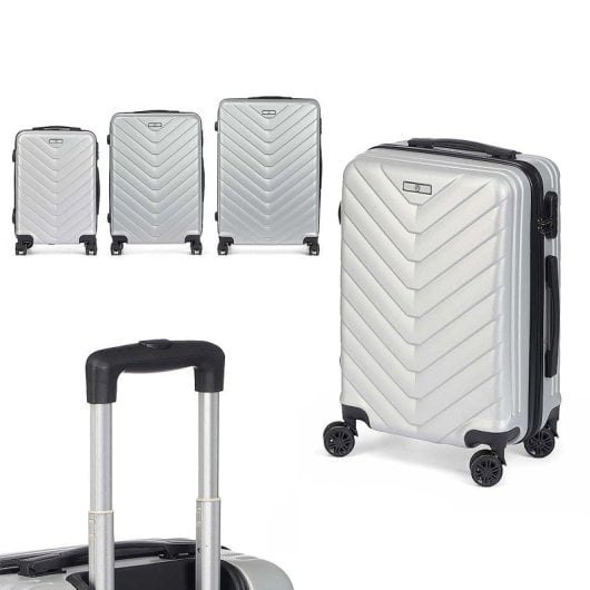 Dam Set De 3 Maletas Trolley De Abs, Ligeras Y Resistentes. Diseño Escamas. 49x76x30 Cm. Color: Gris