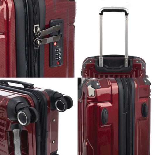 Valigia cabina Dam Trolley estensibile ABS PC angoli rinforzati Granata